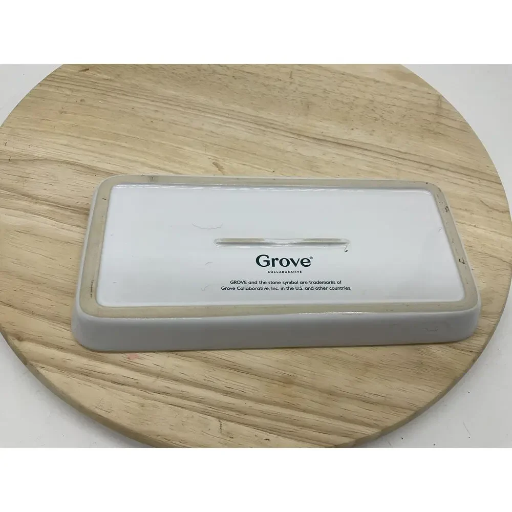 Grove Collaborative White‎ Ceramic Vanity Tray Small Rectangular Bathroom Sink